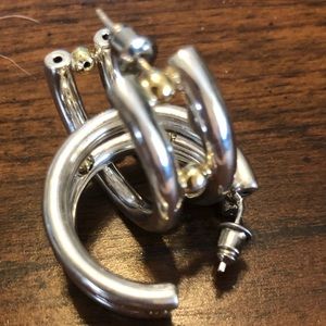 925 Silver Double Half Hoop earrings